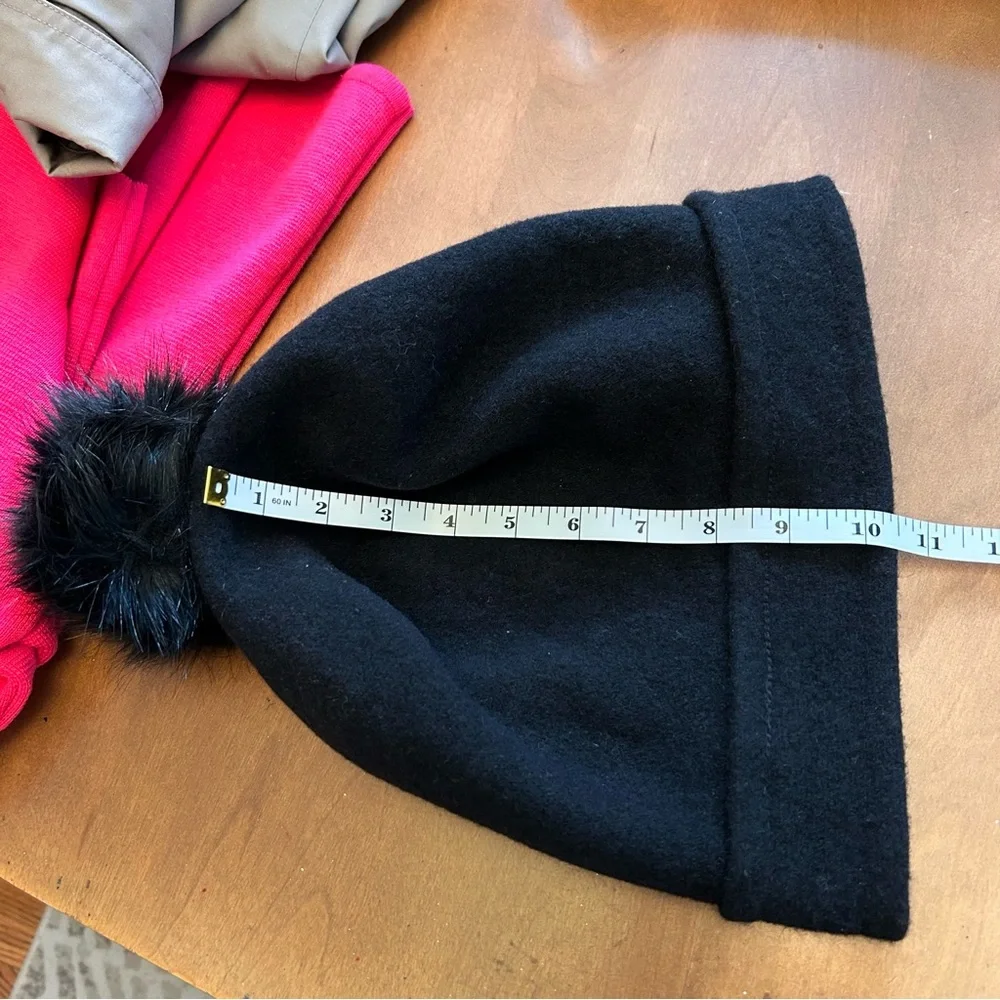 Parkhurst 100% Wool Felted Slouchy Hat w/Pom Pom Black - Picture 8 of 9